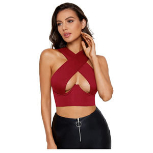 Size Large - Shein - Crisscross Cut Out Crop Top/ Bikini Top